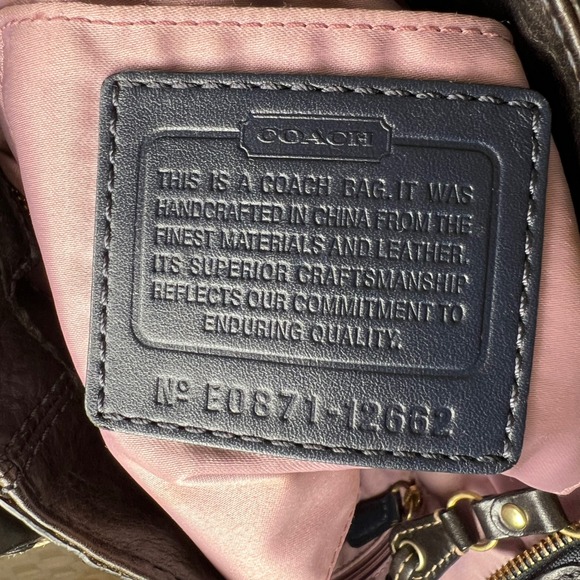 COACH Zoe Denim Signature Lg Hobo Bag Leather Trim w/Hang Tag 0871-12662 - Picture 6 of 11